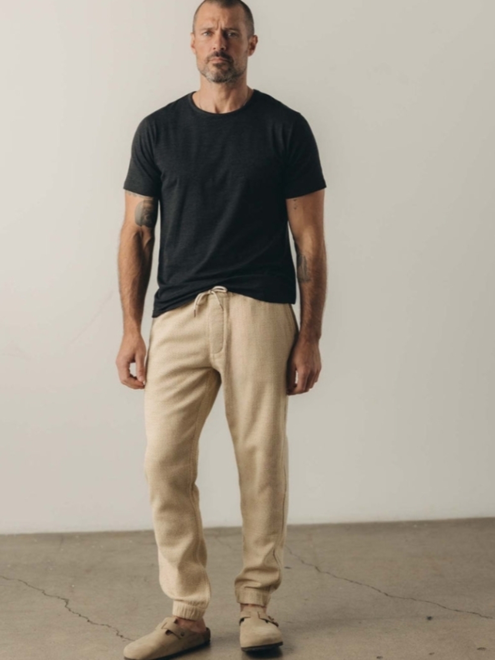 Taylor Stitch Sandstone Knit Joggers in Beige